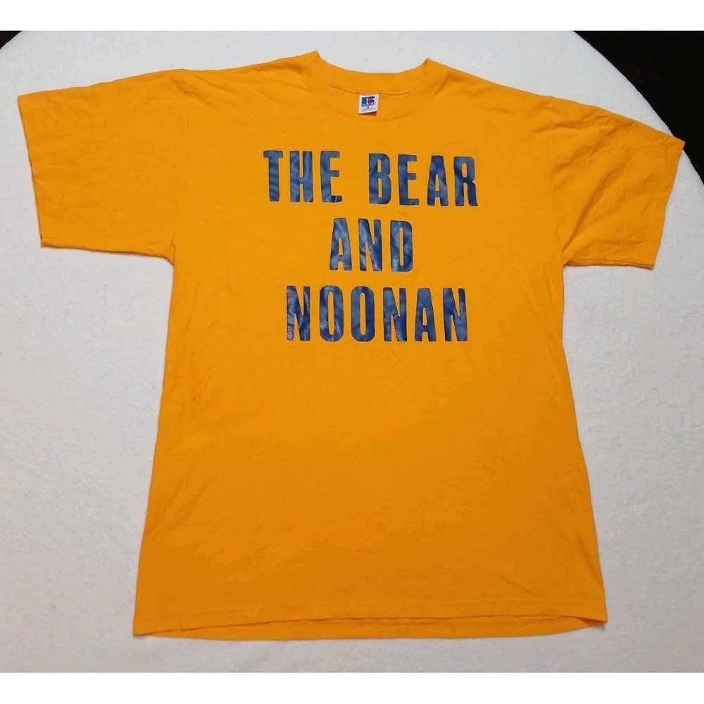 Vintage 90s Russell Athletic T Shirt XL Yellow The Bear Noonan Single Stitch USA
